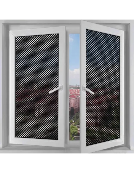 Autocolant perforat geamuri, Negru, 45 x 300 cm