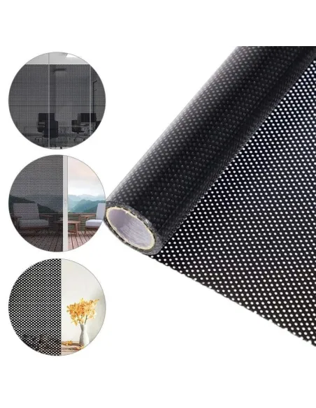 Autocolant perforat geamuri, Negru, 45 x 300 cm