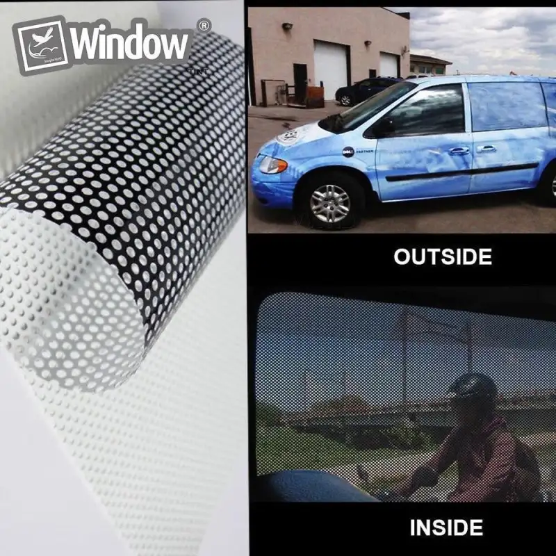 Autocolant perforat geamuri, Negru, 45 x 300 cm