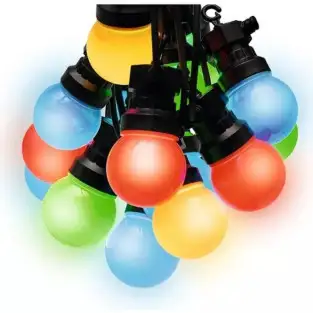 Ghirlanda decorativa, 10m cu 10 globuri LED colorate, lumina statica, interior/exterior