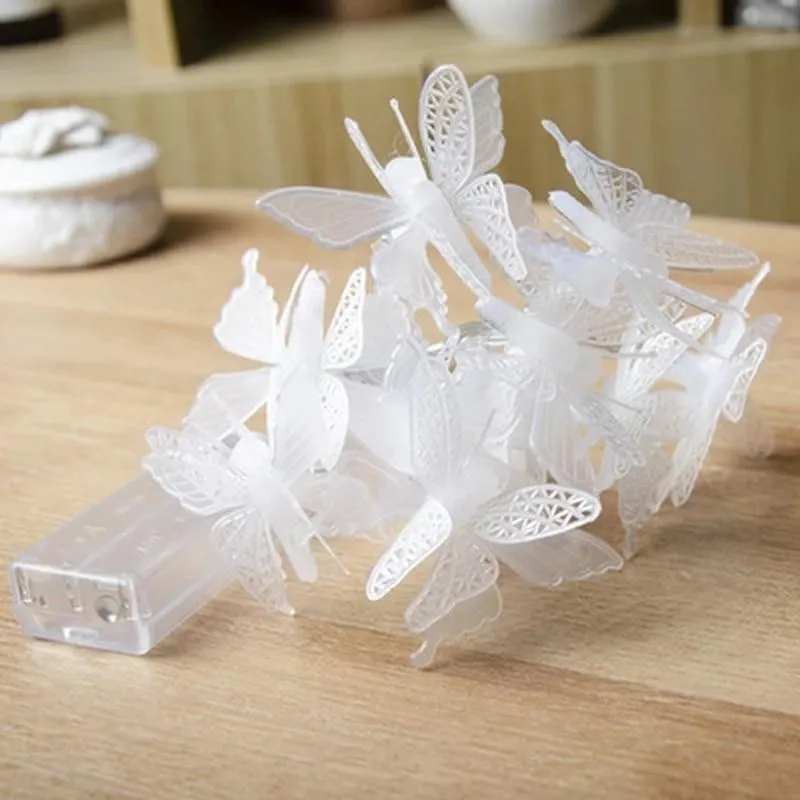 Instalatie solara 50 LED fluturi Fairy, alb cald