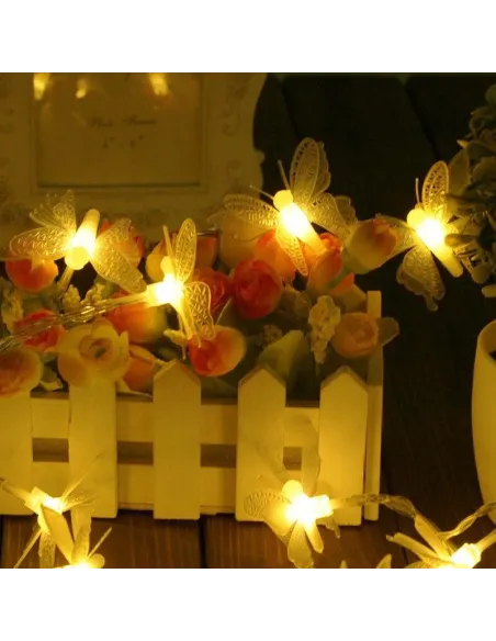 Instalatie solara 50 LED fluturi Fairy, alb cald