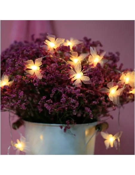 Instalatie solara 50 LED fluturi Fairy, alb cald