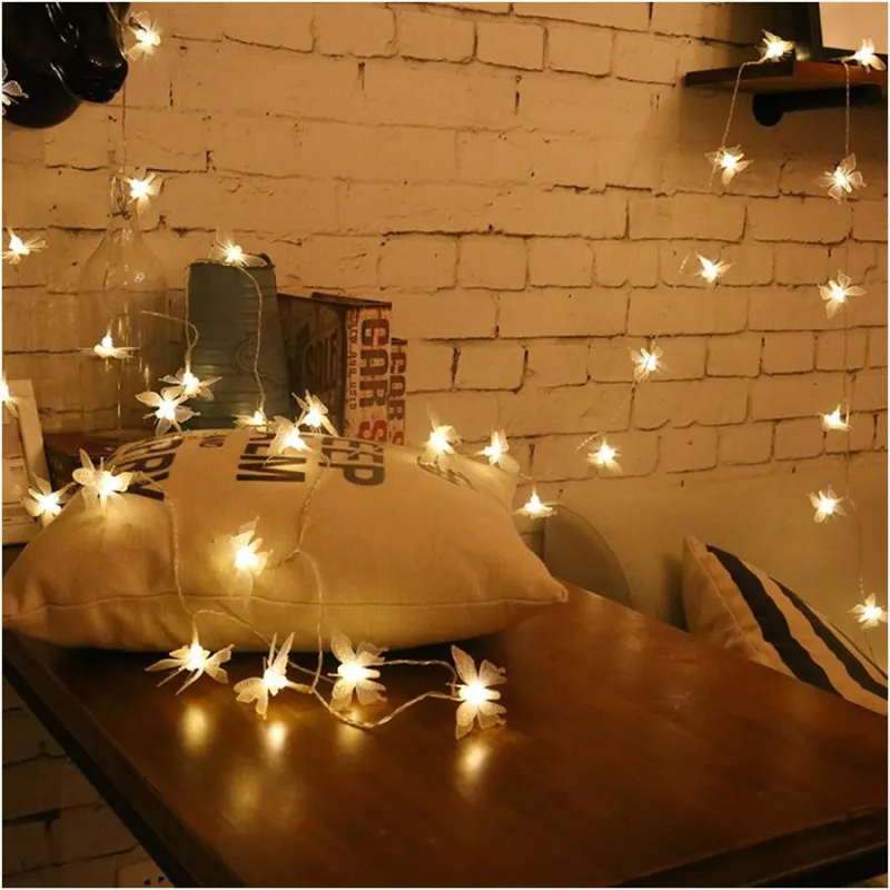 Instalatie solara 50 LED fluturi Fairy, alb cald