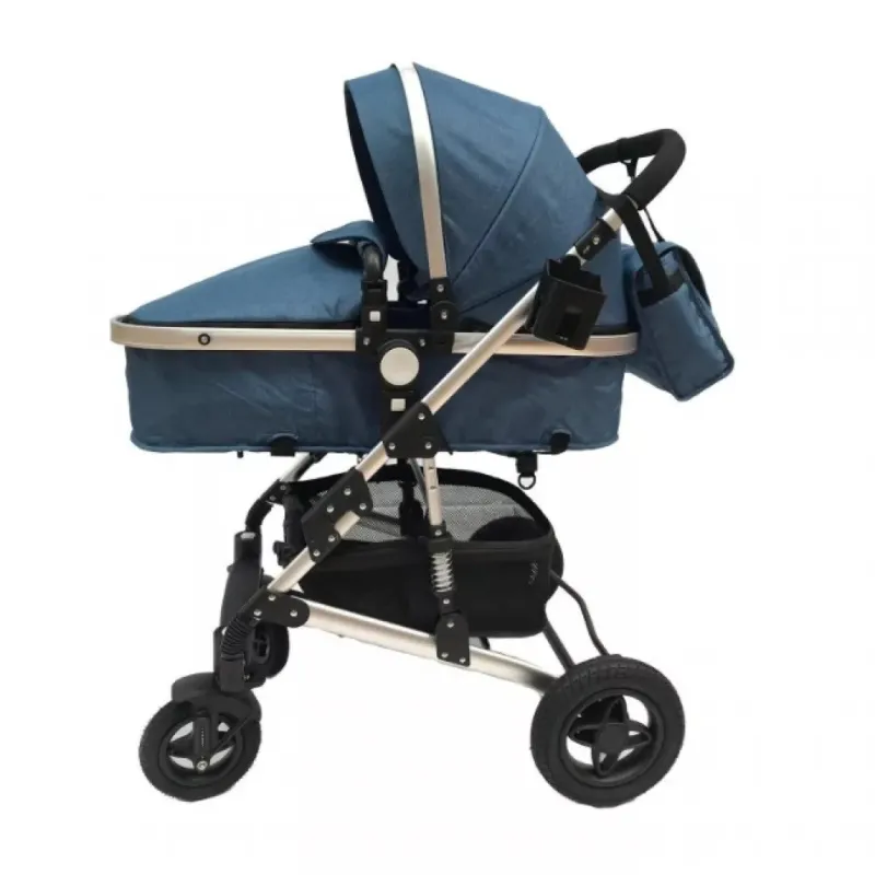 Carucior 2 in 1, maner reversibil, albastru