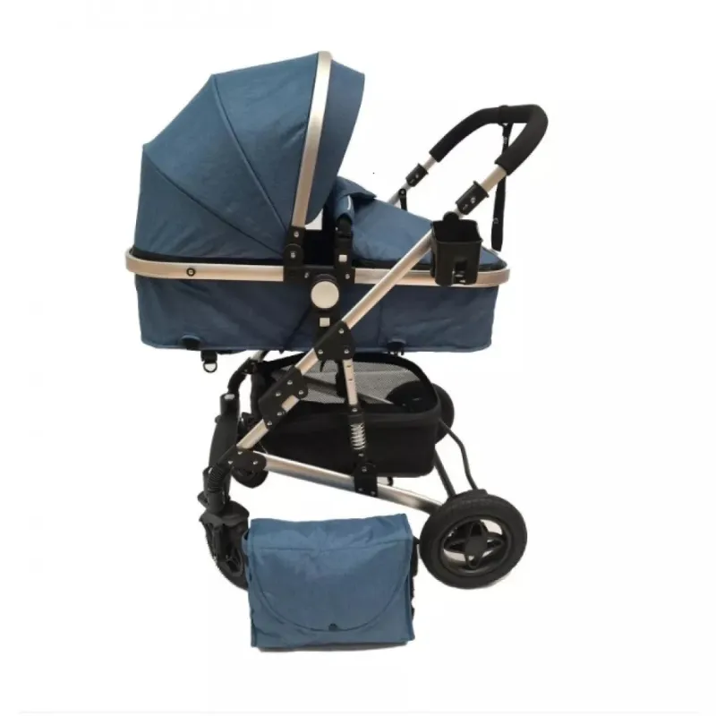 Carucior 2 in 1, maner reversibil, albastru