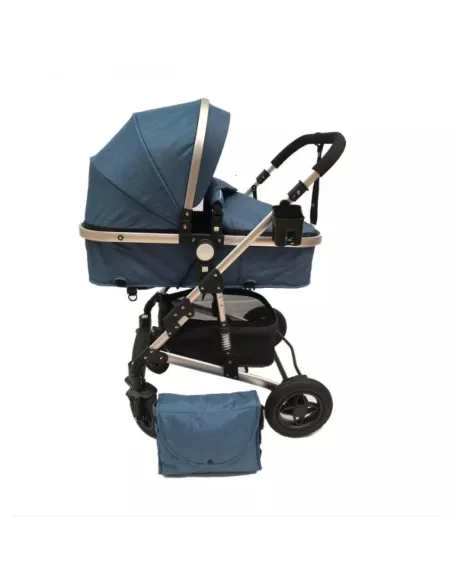 Carucior 2 in 1, maner reversibil, albastru
