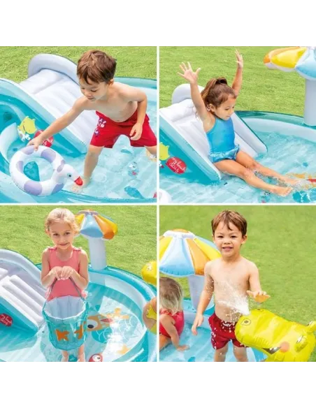 Piscina gonflabila copii cu tobogan si fantana arteziana