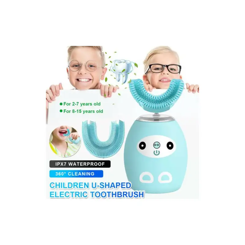 Periuta de dinti electrica pentru copii, forma de U, cu incarcare USB, 4 trepte