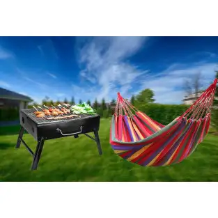 Pachet promotional hamac + gratar pliabil portabil