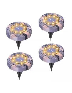 Set 4 lampi solare cu aspect de piatra cu 8 LED-uri si senzor de lumina Bell Howell