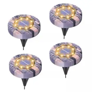 Set 4 lampi solare cu aspect de piatra cu 8 LED-uri si senzor de lumina Bell Howell
