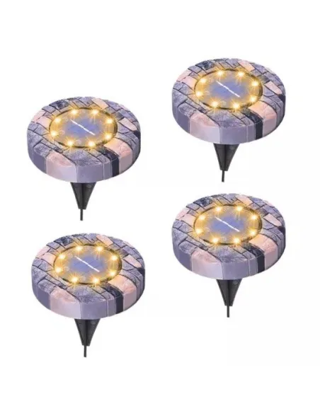 Set 4 lampi solare cu aspect de piatra cu 8 LED-uri si senzor de lumina Bell Howell