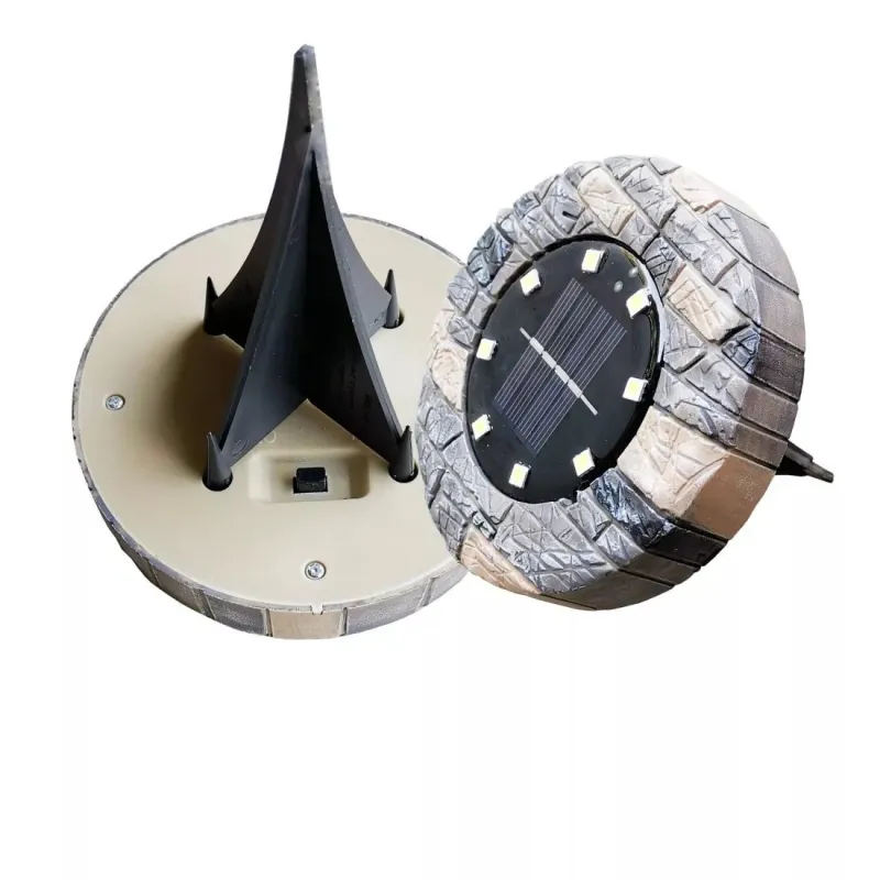 Set 4 lampi solare cu aspect de piatra cu 8 LED-uri si senzor de lumina Bell Howell