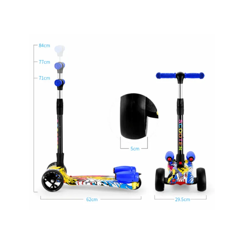 Trotineta cu 3 roți pentru copii cu jet de pulverizare cu LED-uri