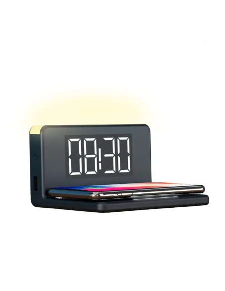 Ceas digital led cu alarma cu incarcator Incarcare Rapida Wireless 7.5W-10W si lampa veghe