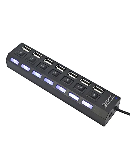 Hub USB 2.0 alimentat extern, 7 porturi cu întrerupător