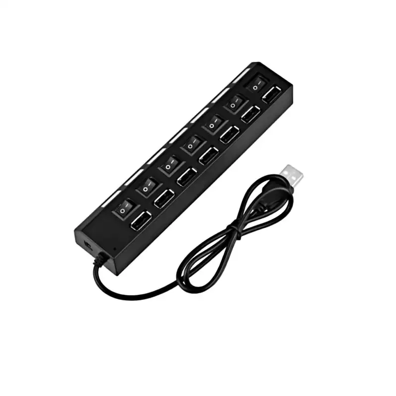 Hub USB 2.0 alimentat extern, 7 porturi cu întrerupător