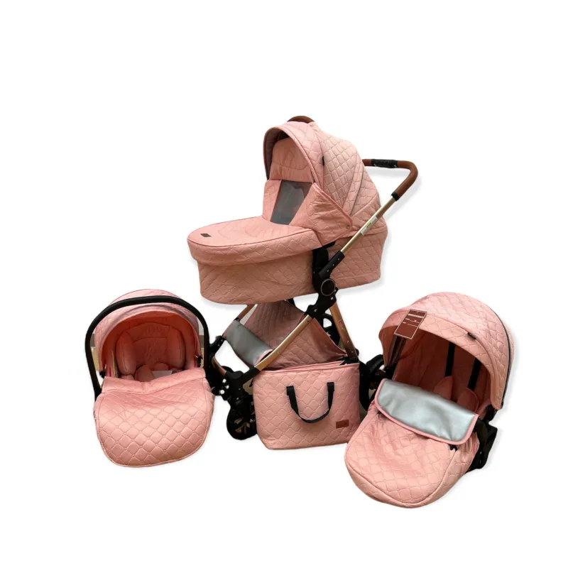 Carucior 3 in 1, 3 piese landou, sport si scoica, 0-36 luni, negru, RED-T6