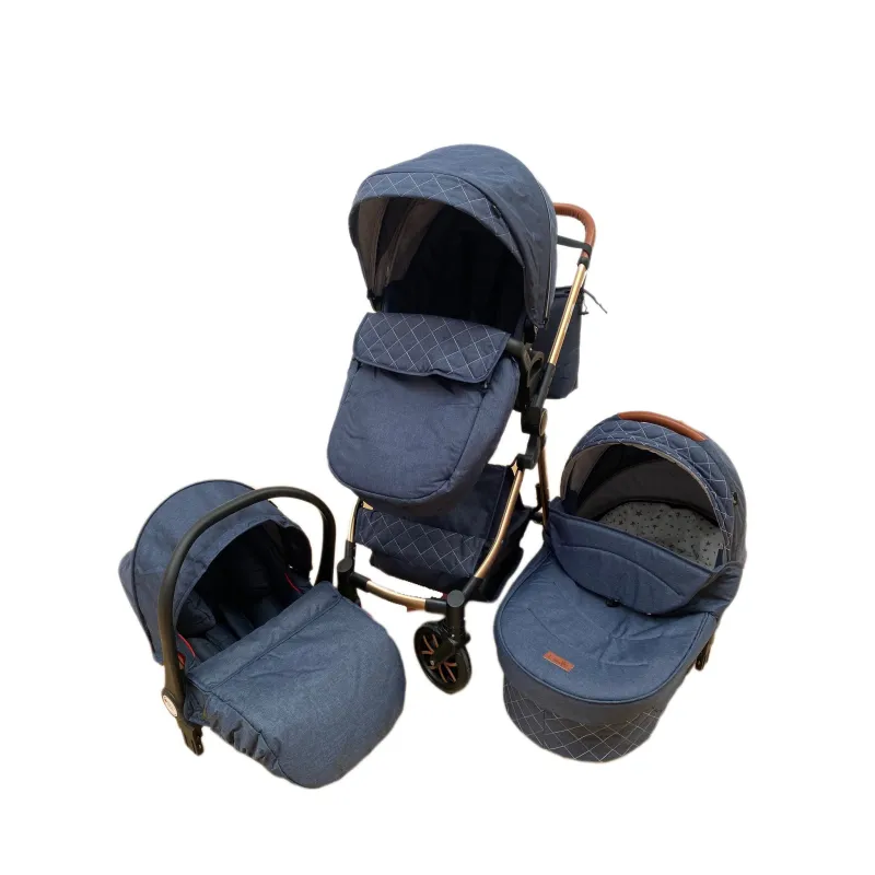 Carucior 3 in 1, 3 piese landou, sport si scoica, 0-36 luni, negru, RED-T6