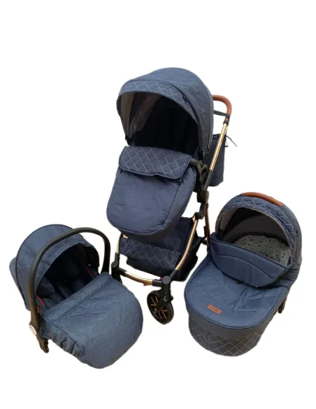 Carucior 3 in 1, 3 piese landou, sport si scoica, 0-36 luni, negru, RED-T6