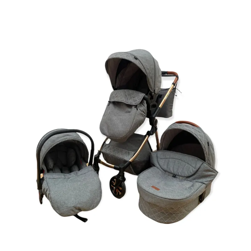 Carucior 3 in 1, 3 piese landou, sport si scoica, 0-36 luni, negru, RED-T6