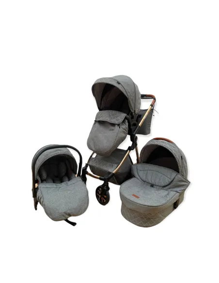 Carucior 3 in 1, 3 piese landou, sport si scoica, 0-36 luni, negru, RED-T6