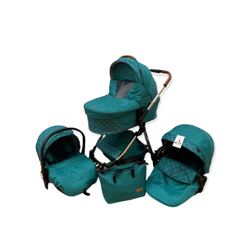 Carucior 3 in 1, 3 piese landou, sport si scoica, 0-36 luni, negru, RED-T6