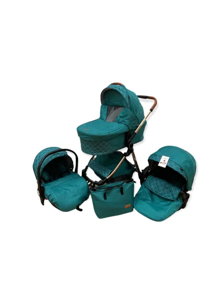 Carucior 3 in 1, 3 piese landou, sport si scoica, 0-36 luni, negru, RED-T6