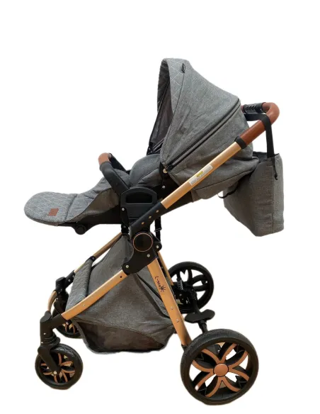 Carucior 3 in 1, 3 piese landou, sport si scoica, 0-36 luni, negru, RED-T6