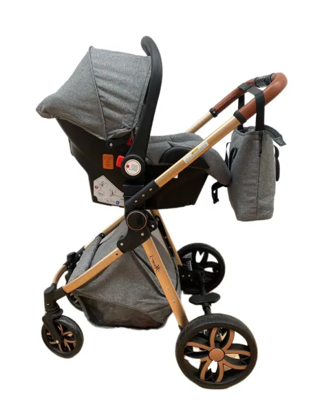 Carucior 3 in 1, 3 piese landou, sport si scoica, 0-36 luni, negru, RED-T6