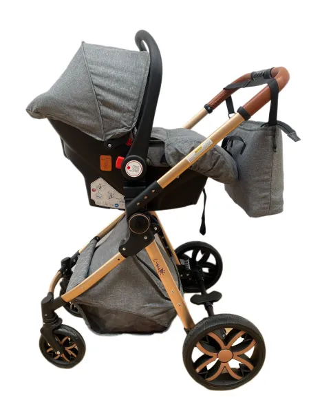 Carucior 3 in 1, 3 piese landou, sport si scoica, 0-36 luni, negru, RED-T6