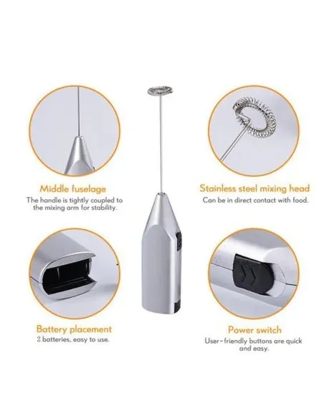 Mixer electric cu baterii si suport cafea