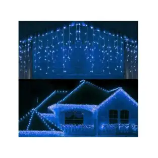 Instalație Crăciun 12m 300 LED Albastru – Turturi Franjuri 2