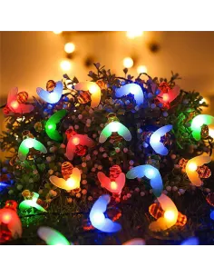 Instalatie solara albinute, 50 led-uri, multicolor, senzor de lumina 2
