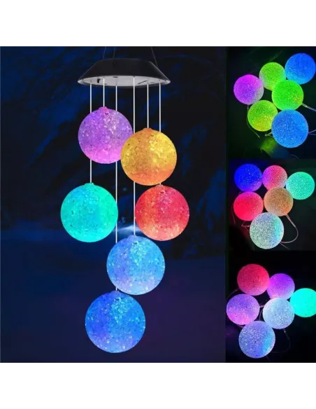 Decoratiune cu 6 globuri cu incarcare solara si jocuri de lumini pentru gradina