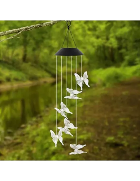 Decoratiune cu 6 fluturi incarcare solara si jocuri de lumini pentru gradina