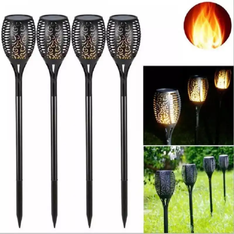 Set 4x lampa solara tip torta cu efect de flacara falsa, 51cm, rezistente la intemperii, IP65