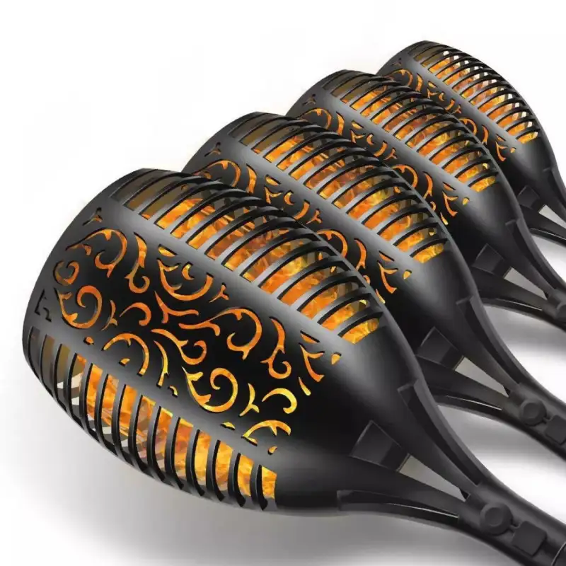 Set 4x lampa solara tip torta cu efect de flacara falsa, 51cm, rezistente la intemperii, IP65