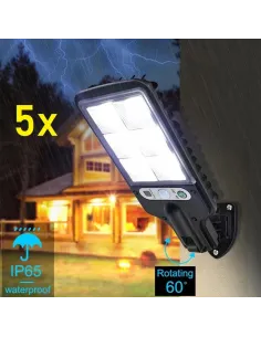Set 5 x Lampi Solare de Perete cu 72 LED-uri, 50W,  3 Moduri de Functionare, Telecomanda, Senzor de Miscare si Lumina 2