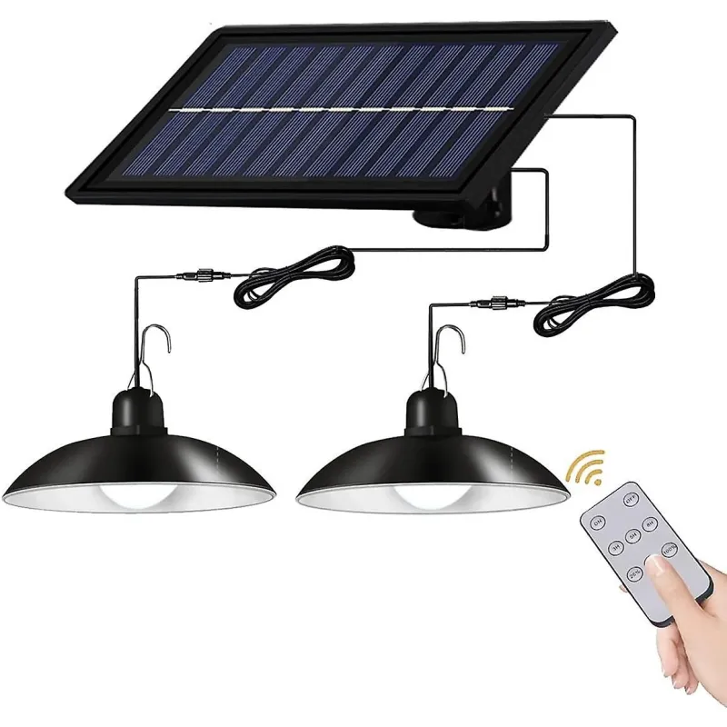 Set 2 Lampi solare cu LED si panou solar, cu telecomanda, IP66, lumina alba
