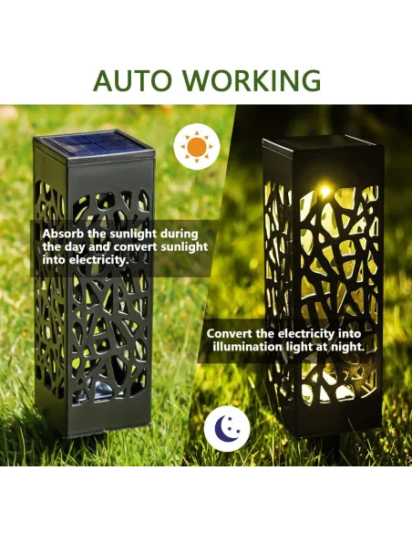 Felinar Stalp LED Gradina Deco cu Incarcare Solara WEB + Baterii AAA