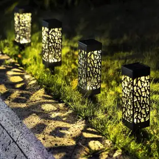 Felinar Stalp LED Gradina Deco cu Incarcare Solara WEB + Baterii AAA