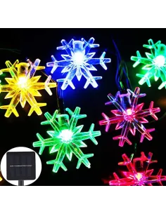Instalatie solara cu 50 fulgiLED, interior-exterior, senzor miscare, fir negru, multicolor