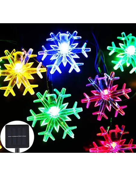 Instalatie solara cu 50 fulgiLED, interior-exterior, senzor miscare, fir negru, multicolor