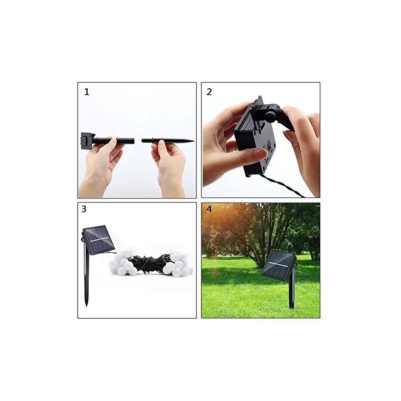 Instalatie solara cu 50 globulete LED , alb transparent, interior-exterior, fir negru, multicolor