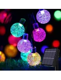 Instalatie solara cu 50 globulete LED , alb transparent, interior-exterior, fir negru, multicolor
