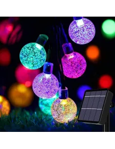 Instalatie solara cu 50 globulete LED , alb transparent, interior-exterior, fir negru, multicolor
