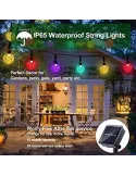 Instalatie solara cu 50 globulete LED , alb transparent, interior-exterior, fir negru, multicolor