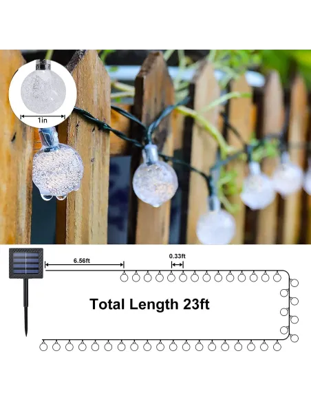 Instalatie solara cu 50 globulete LED , alb transparent, interior-exterior, fir negru, multicolor